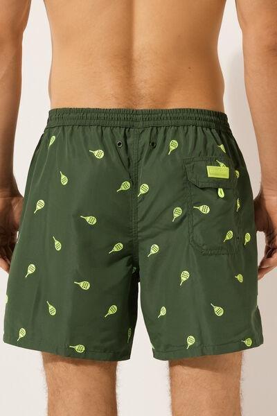 Green Patterned Boxer Swim Shorts, , large image number 2