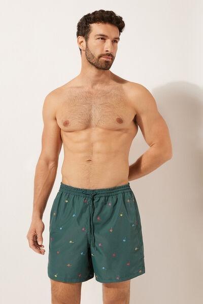 Multicolour Patterned Boxer Swim Shorts, , large image number 0