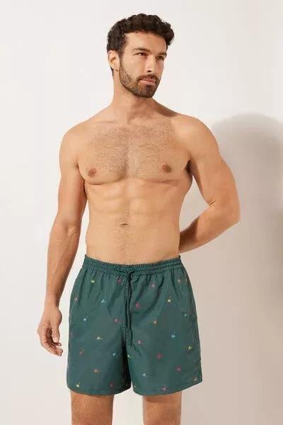 Multicolour Patterned Boxer Swim Shorts, 5501_091E, medium