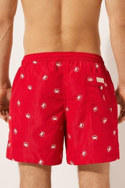 Red Patterned Boxer Swim Shorts, , large image number 2