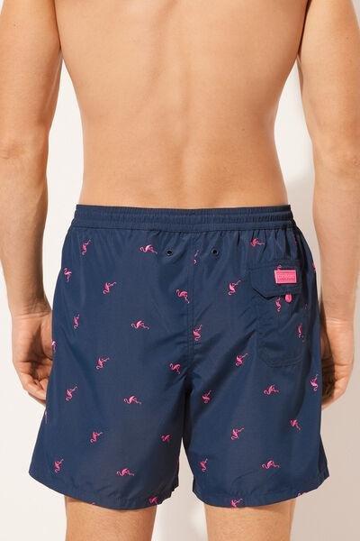 Navy Patterned Boxer Swim Shorts, , large image number 2