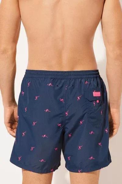 Navy Patterned Boxer Swim Shorts, 5501_935C, large image number 2