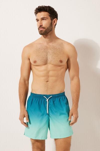 Blue Patterned Boxer Swim Shorts, , medium