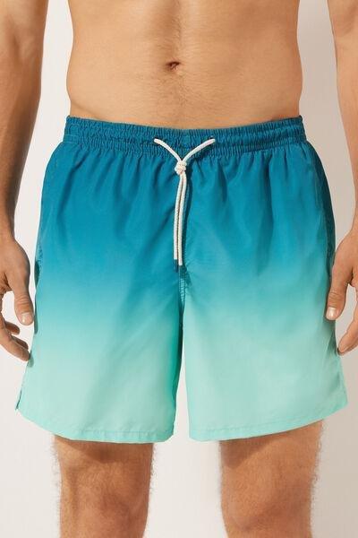 Blue Patterned Boxer Swim Shorts, , large image number 1