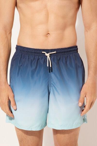 Blue Patterned Boxer Swim Shorts, , large image number 1