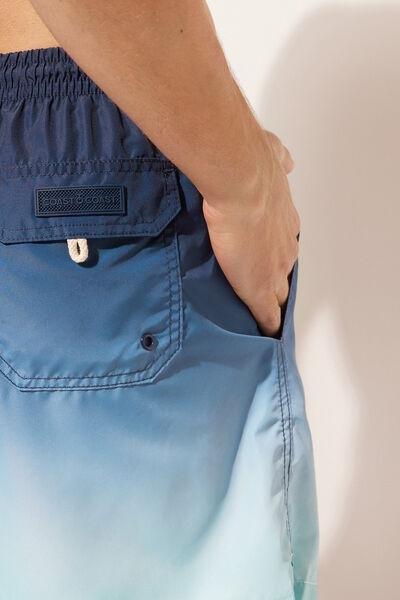 Blue Patterned Boxer Swim Shorts, 5501_940C, large image number 3