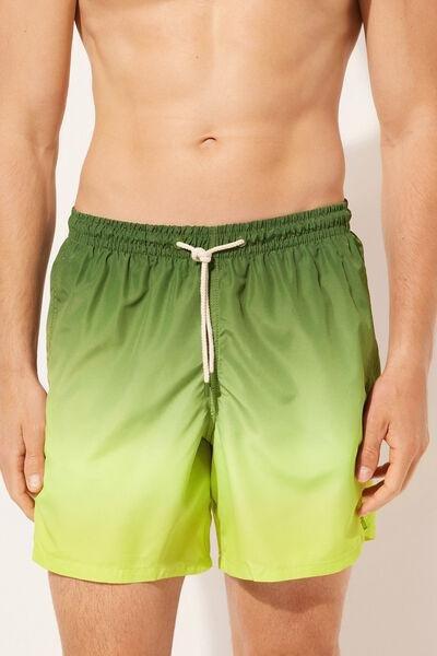 Green Patterned Boxer Swim Shorts, , large image number 1