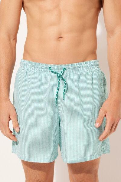 Green Striped Boxer Swim Shorts, , large image number 1