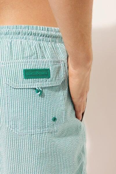 Green Striped Boxer Swim Shorts, 5501_943C, large image number 3