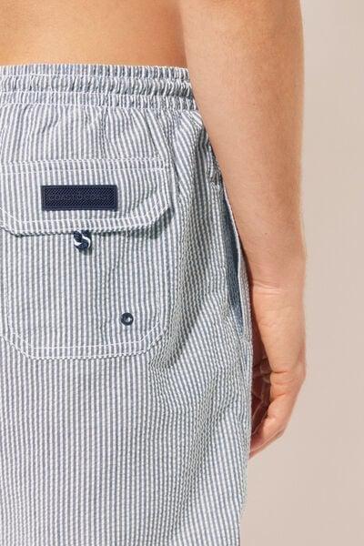 Blue Striped Boxer Swim Shorts, 5501_944C, large image number 3