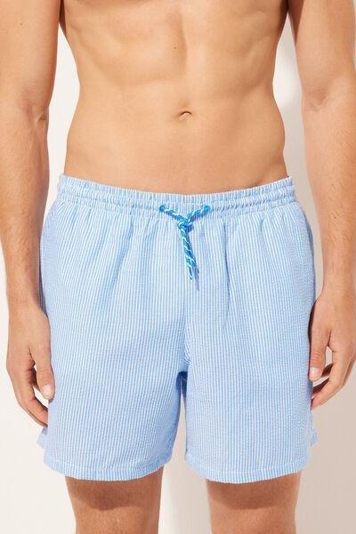 Blue Striped Boxer Swim Shorts, , large image number 1