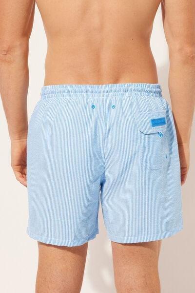 Blue Striped Boxer Swim Shorts, , large image number 2