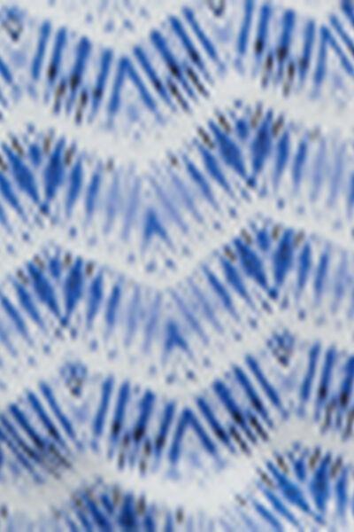 Blue/White Elegant Ethnic Patterned Swim Shorts, 5501_184E, large image number 4