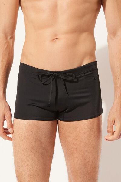 Black Boxer-Style Swim Shorts, , large image number 1