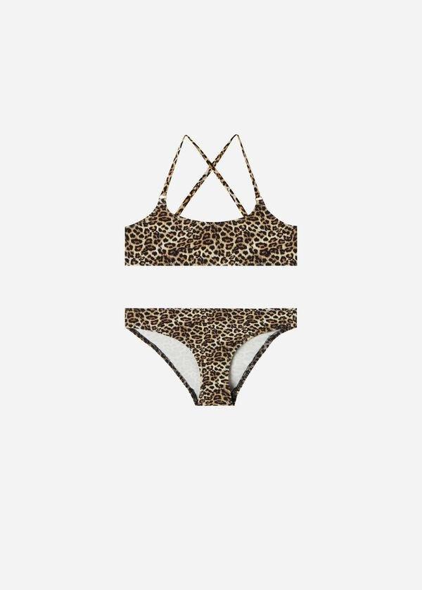Brown Annimal Print Malindi Bikini Brassiere, Girls, , large image number 0
