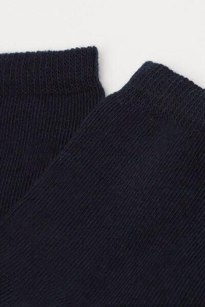 Navy Short Cotton Socks, Kids Unisex, Blue, large image number 1