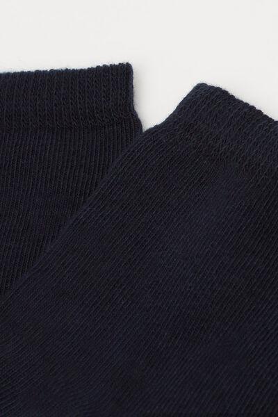 Navy Short Cotton Socks, Kids Unisex, Blue, medium
