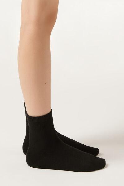 Black Short Cotton Socks, Kids Unisex, Black, large image number 0