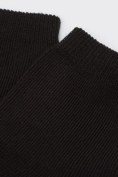 Black Short Cotton Socks, Kids Unisex, Black, large image number 1
