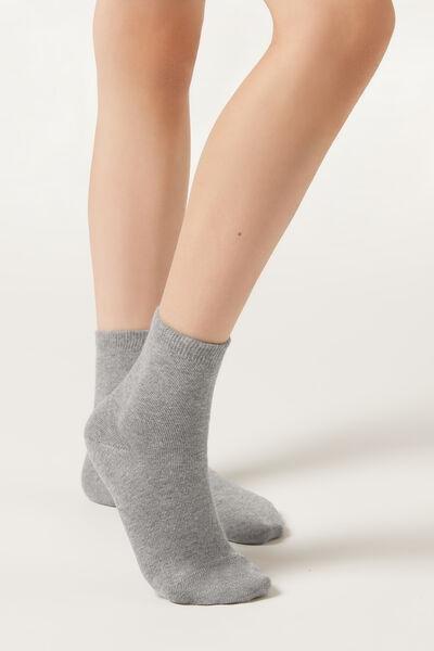 Grey Short Cotton Socks, Kids Unisex, Grey Blend, large image number 0