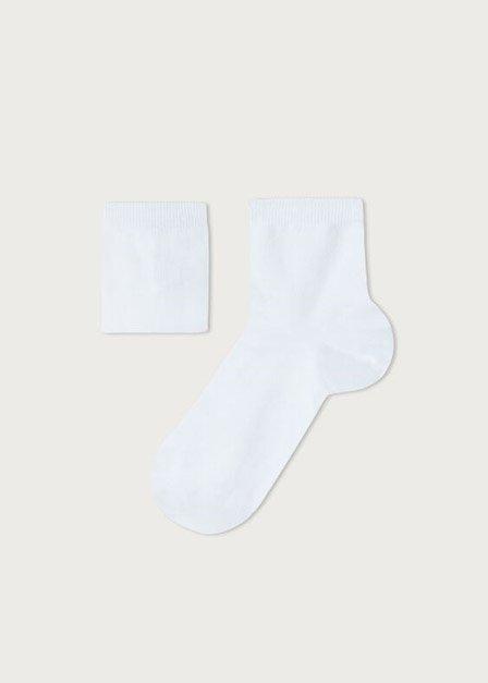 White Short Cotton Socks, Kids Boys, , large image number 0