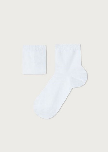 Calzedonia - White Short Cotton Socks With Fresh Feet Breathable Material, Kids Boy