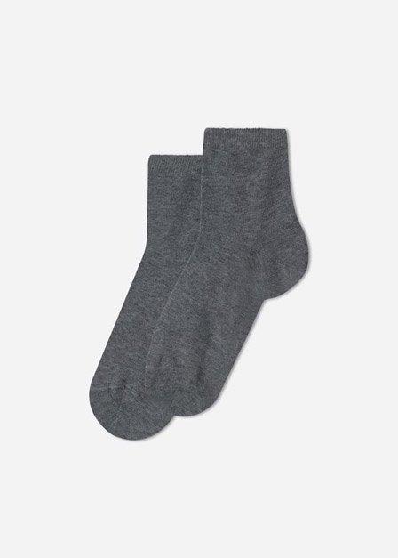 Grey Blend Short Cotton Socks, Kids Boys, Grey Blend, large image number 0