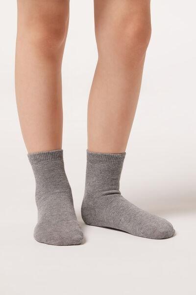 Grey Blend Short Cotton Socks, Kids Boys, Grey Blend, medium
