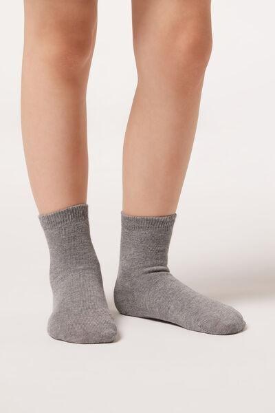 Grey Blend Short Cotton Socks, Kids Boys, , large image number 2