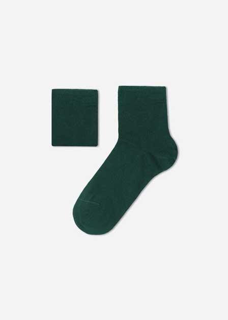 Pine Green Short Cotton Socks With Fresh Feet Breathable Material, Kids Boy, , large image number 0