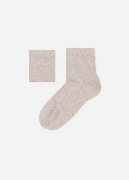Calzedonia - Beige Blend Short Cotton Socks With Fresh Feet Breathable Material, Kids Boy