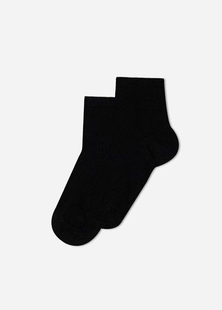 Black Short Light Cotton Socks, Kids Boys, Black, large image number 0