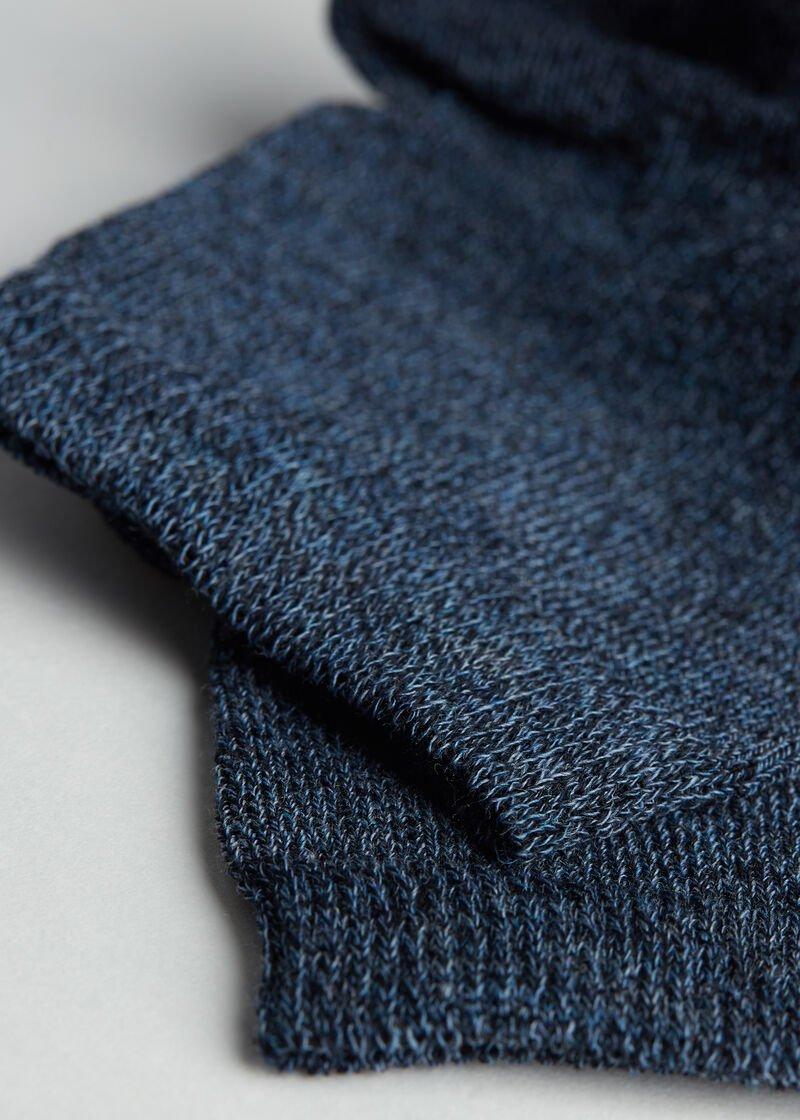 Blue Denim Short Light Cotton Socks, Kids Boys, , large image number 0