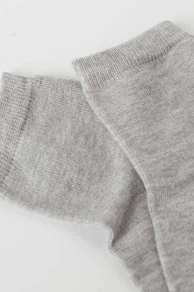Grey Fleece Short Light Cotton Socks, Kids Boys, , medium