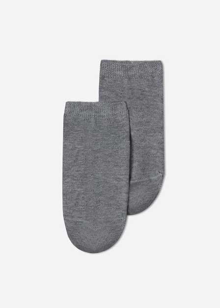Grey Fleece Light Cotton Ankle Socks, Kids Boys, , large image number 0