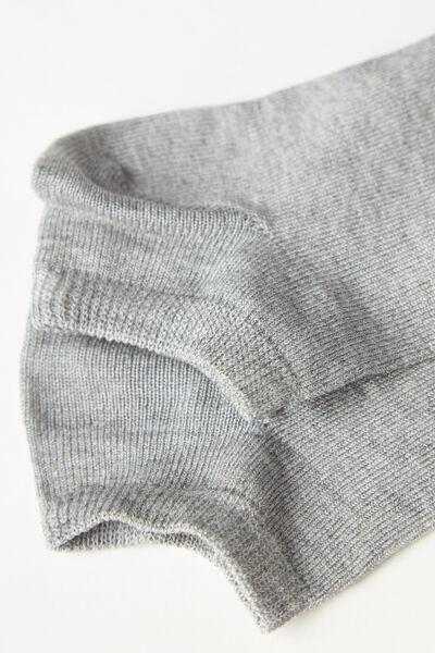 Grey Fleece Light Cotton Ankle Socks, Kids Boys, , large image number 1