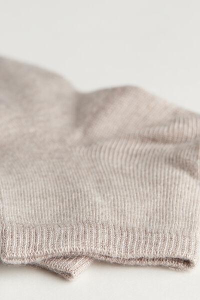 Beige Cashmere Short Socks, Kids Unisex, , large image number 1