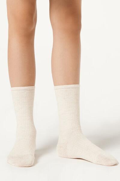 White Short Cashmere Socks, Kids Girls, 5501_208D, large image number 1