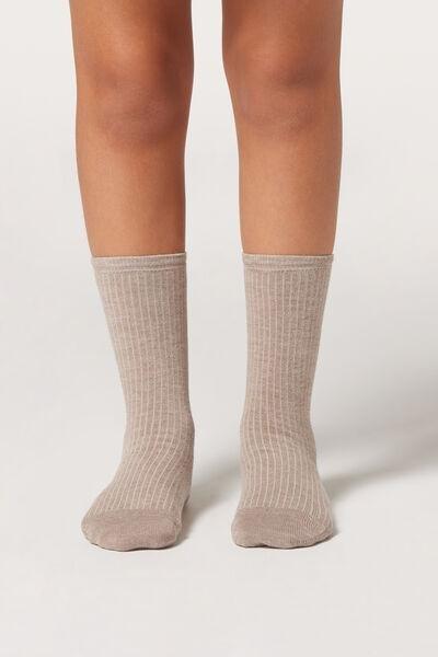 Beige Short Sport Socks, Kids Unisex, , large image number 3