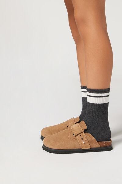 Blue Ribbed Sport Socks, Kids Unisex, , large image number 0