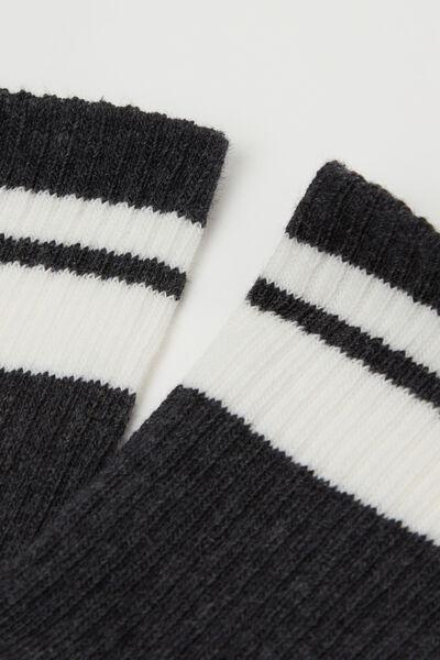 Blue Ribbed Sport Socks, Kids Unisex, , large image number 2