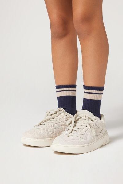 Grey Ribbed Sport Socks, Kids Unisex, , medium