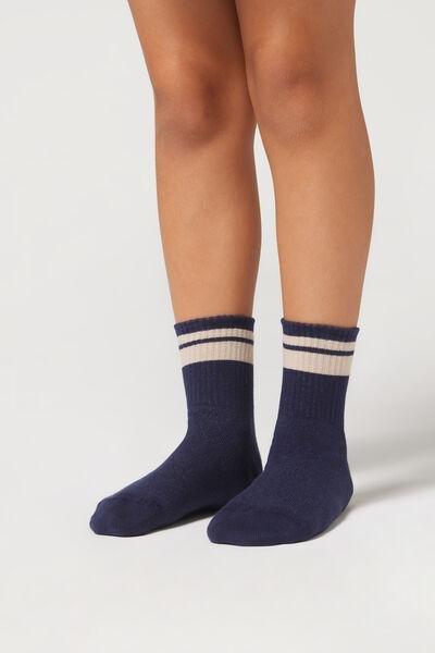 Grey Ribbed Sport Socks, Kids Unisex, , large image number 1