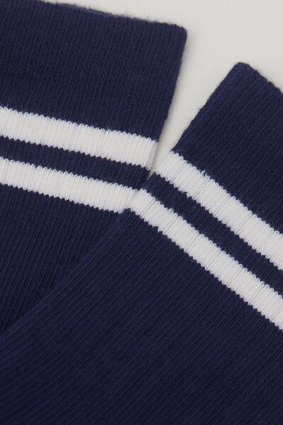 Navy Ribbed Cotton Socks, Kids Unisex, , large image number 1
