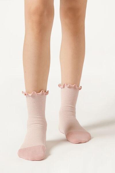 Pink Striped Cotton Socks, Kids Girls, 5501_569D, large image number 2