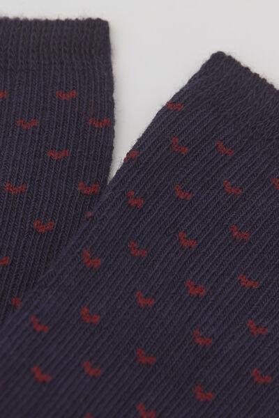 Navy Patterned Ribbed Cotton Socks, Kids Unisex, 5501_571D, large image number 3