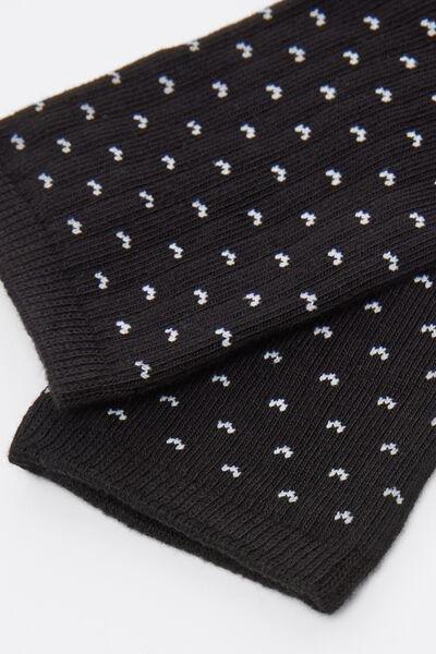 Black Patterned Ribbed Cotton Socks, Kids Unisex, 5501_572D, large image number 3
