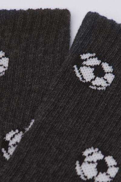 Grey Football Patterned Sport Socks, Kids Unisex, , large image number 1