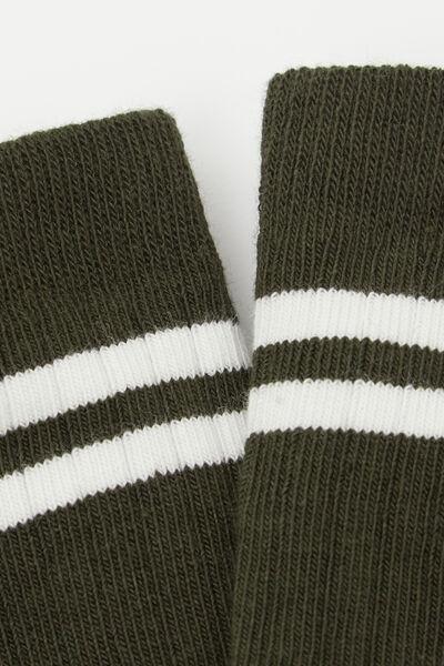 Green Patterned Sport Cotton Socks, Kids Unisex, 5501_579D, medium