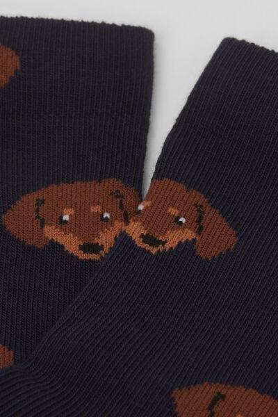 Navy Patterned Sport Cotton Socks, Kids Unisex, 5501_581D, large image number 3